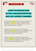 LASER TECHNICIAN EXAM ACTUAL 2025&sol;2026 QUESTIONS AND 100&percnt; CORRECT ANSWERS