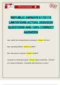 REPUBLIC AIRWAYS E170&sol;175 LIMITATIONS ACTUAL 2025&sol;2026 QUESTIONS AND 100&percnt; CORRECT ANSWERS