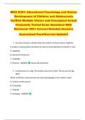WGU D307- Educational Psychology and Human  Development of Children and Adolescents  Verified Multiple Choice and Conceptual Actual  Frequently Tested Exam Questions With  Reviewed 100&percnt; Correct Detailed Answers  Guaranteed Pass&excl;&excl;Current Update&excl;&excl;