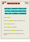 REPUBLIC AIRWAYS PREFLIGHT ACTUAL 2025&sol;2026 QUESTIONS AND 100&percnt; CORRECT ANSWERS