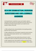 EC-6 391 EXAM ACTUAL 2025&sol;2026 QUESTIONS AND 100&percnt; CORRECT ANSWERS