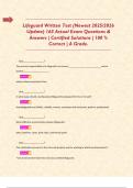   Lifeguard Written Test &lpar;Newest 2025&sol;2026 Update&rpar; 163 Actual Exam Questions & Answers &vert; Certified Solutions &vert; 100 &percnt; Correct &vert; A Grade&period;      