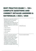 RHIT PRACTICE EXAM 1 &ndash; 150&plus; COMPLETE QUESTIONS AND CORRECT DETAILED ANSWERS & RATIONALES &sol; 2025 &sol; 2026