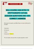WGU COURSE C839 INTRO TO CRYPTOGRAPHY ACTUAL 2025&sol;2026 QUESTIONS AND 100&percnt; CORRECT ANSWERS