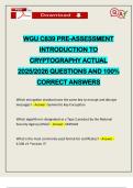 WGU C839 PRE-ASSESSMENT INTRODUCTION TO CRYPTOGRAPHY ACTUAL 2025&sol;2026 QUESTIONS AND 100&percnt; CORRECT ANSWERS