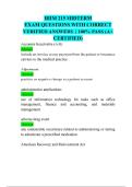 HIIM 215 MIDTERM EXAM QUESTIONS WITH CORRECT VERIFIED ANSWERS &vert; 100&percnt; PASS &lpar;A&plus; CERTIFIED&rpar;