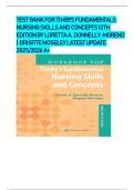 TEST BANK FOR TIMBYS FUNDAMENTALS NURSING SKILLS AND CONCEPTS 12TH EDITION BY LORETTA A&period; DONNELLY-MORENO &vert; BRIGITTE MOSELEY LATEST UPDATE 2025&sol;2026 A&plus;