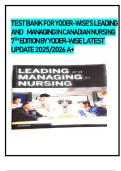 TEST BANK FOR YODER-WISE&rsquo;S LEADING AND   MANAGING IN CANADIAN NURSING 7TH EDITION BY YODER-WISE LATEST UPDATE 2025&sol;2026 A&plus;