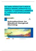 TEST BANK&semi; INTRODUCTION TO MEDICAL SURGICAL NURSING LINTON 6TH EDITION&period; ALL CHAPTERS 1-57 QUESTIONS & ANSWERS IN ALL PAGES&sol;LATEST UPDATE 2025&sol;2026 RATED A