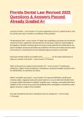Florida Dental Law Revised 2025 Questions & Answers Passed Already Graded A&plus;