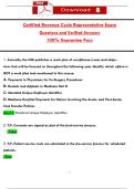 Certified Revenue Cycle Representative Exam  Questions and Verified Answers  100&percnt; Guarantee Pass 