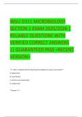 WGU D311 MICROBIOLOGY  SECTION 1 EXAM 2025&sol;2026 &vert;  RELIABLE QUESTIONS WITH  VERIFIED CORRECT ANSWERS  &vert;&vert; GUARANTEED PASS <RECENT  VERSION> 