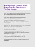 Florida Dental Law and Rules Exam Practice Questions & Verified Answers