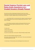 Dental Hygiene Florida Laws and Rules Exam Questions & A&plus; Graded Answers Already Passed