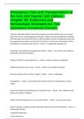 Emergency Care and Transportation of the Sick and Injured 12th Edition - Chapter 20&colon; Endocrine and Hematologic Emergencies Test Questions Answered Correct&period;