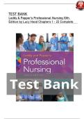 TEST BANK FOR Leddy & Pepper&rsquo;s Professional Nursing&comma; 10th Edition&comma; Chapters 1 - 22 Complete Guide&comma; by Lucy &vert; Questions With Verified Answers Latest Edition