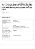 Army Personnel Recovery 101 EXAM Questions and Answers &lpar;Verified Answers&rpar; &lpar;Latest Update 2025&rpar; UPDATE&excl;&excl; Army Personnel Recovery 101 EXAM