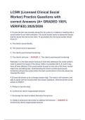 LCSW &lpar;Licensed Clinical Social Worker&rpar; Practice Questions with correct Answers &lpar;A&plus; GRADED 100&percnt; VERIFIED&rpar; 2025&sol;2026