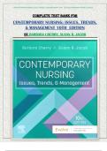 COMPLETE TEST BANK FOR  CONTEMPORARY NURSING&colon; ISSUES&comma; TRENDS&comma; & MANAGEMENT 10TH  EDITION BY BARBARA CHERRY&comma; SUSAN R&period; JACOB CHAPTETRS 1-28 VERIFIED A&plus; WITH ANSWERS