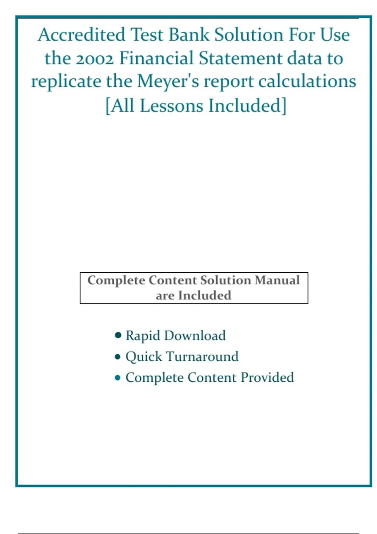 Accredited Test Bank Solution For Use the 2002 Financial Statement data ...