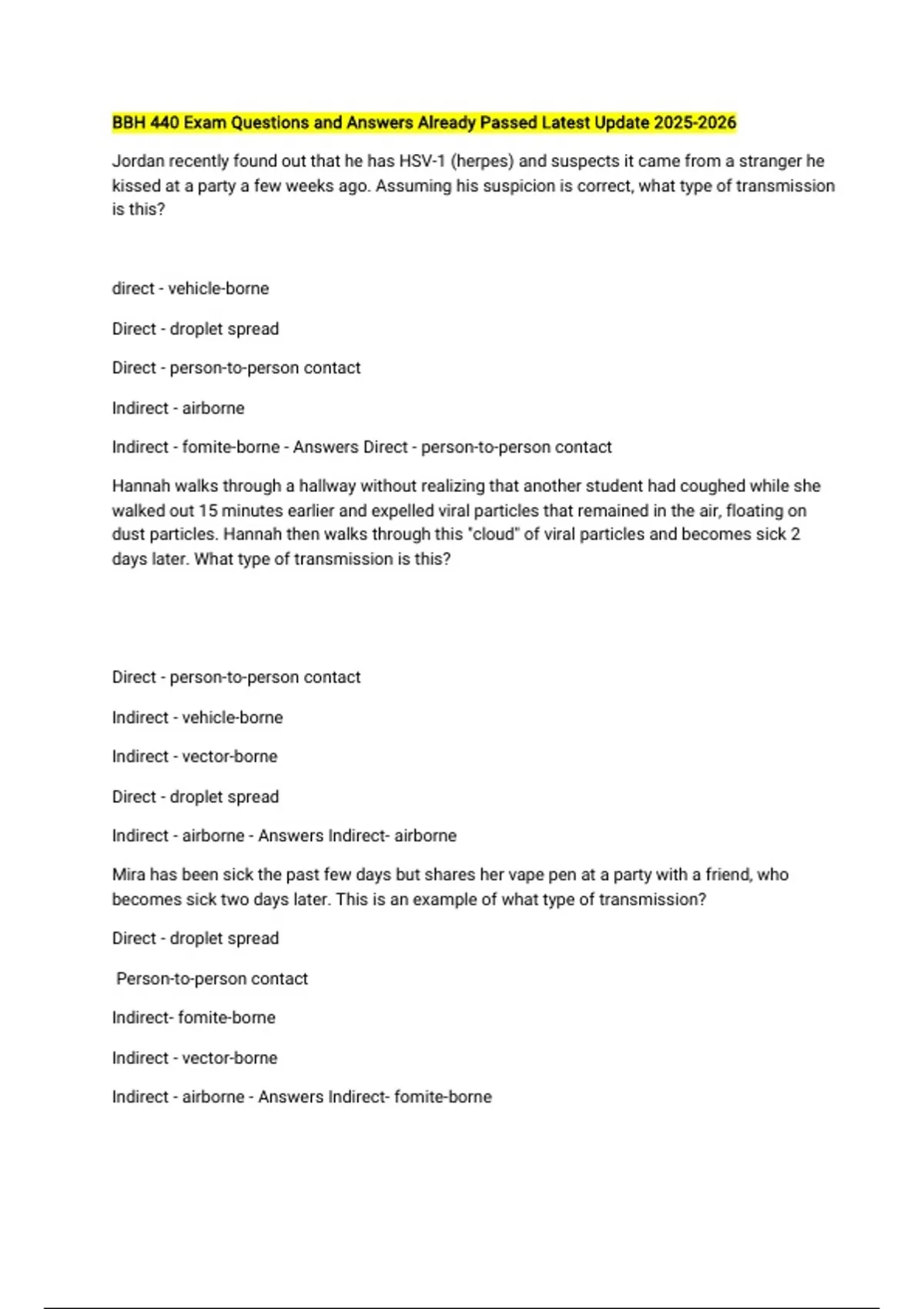 BBH 440 Bundled Questions and Answers Fully Solved Latest Update 2025/ ...