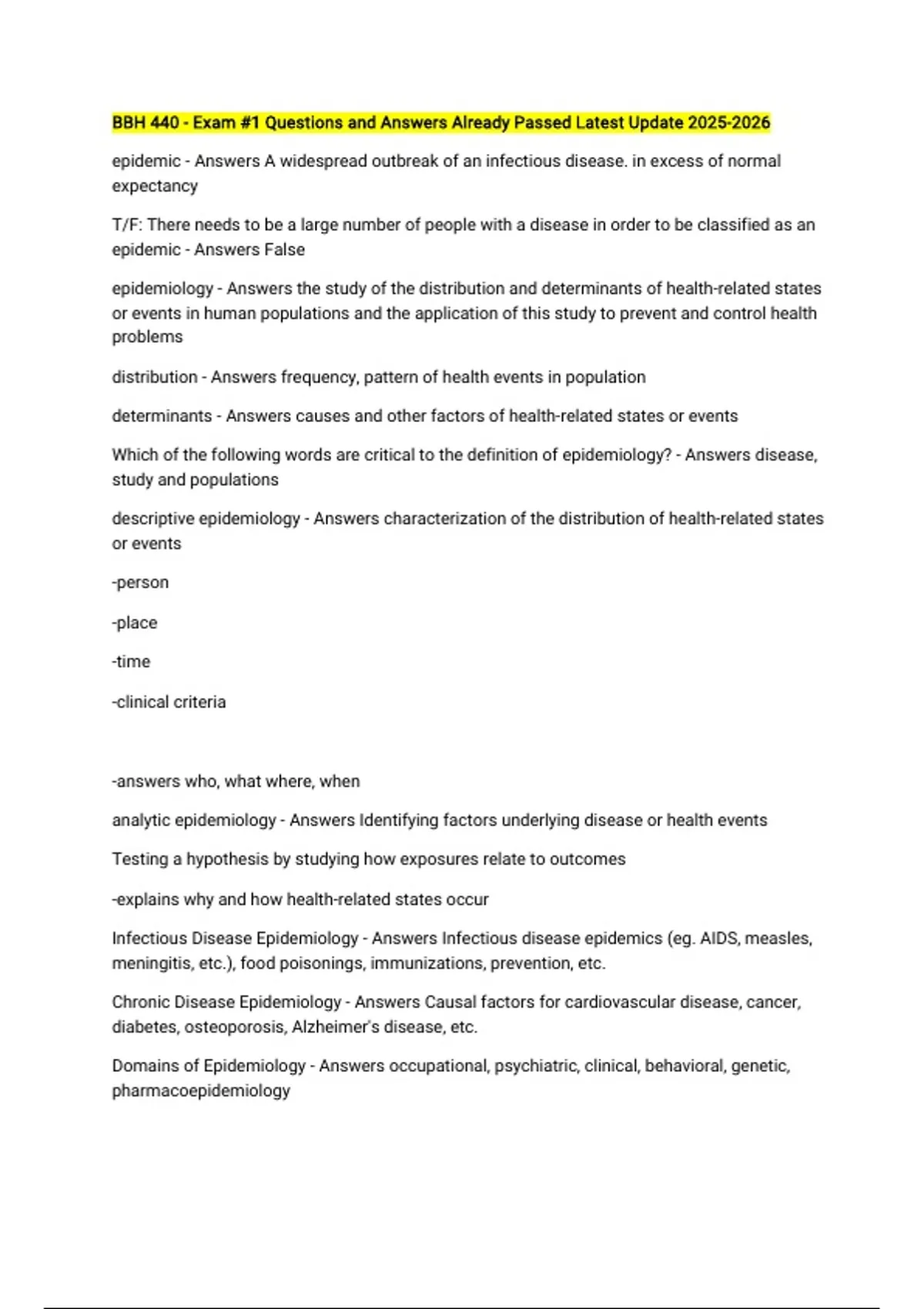 BBH 440 - Exam #1 Questions and Answers Already Passed Latest Update ...