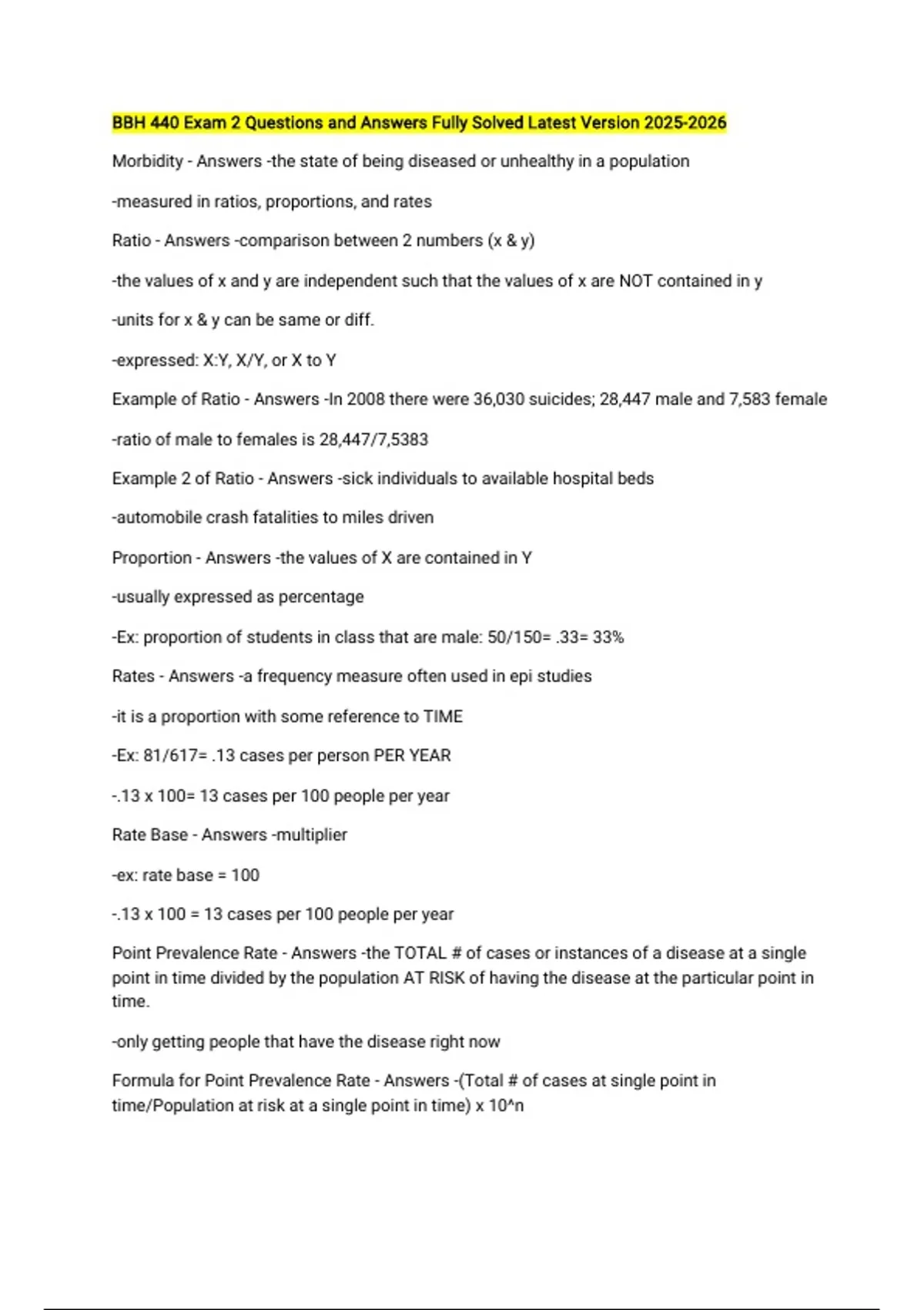 BBH 440 Exam 2 Questions and Answers Fully Solved Latest Version - BBH ...