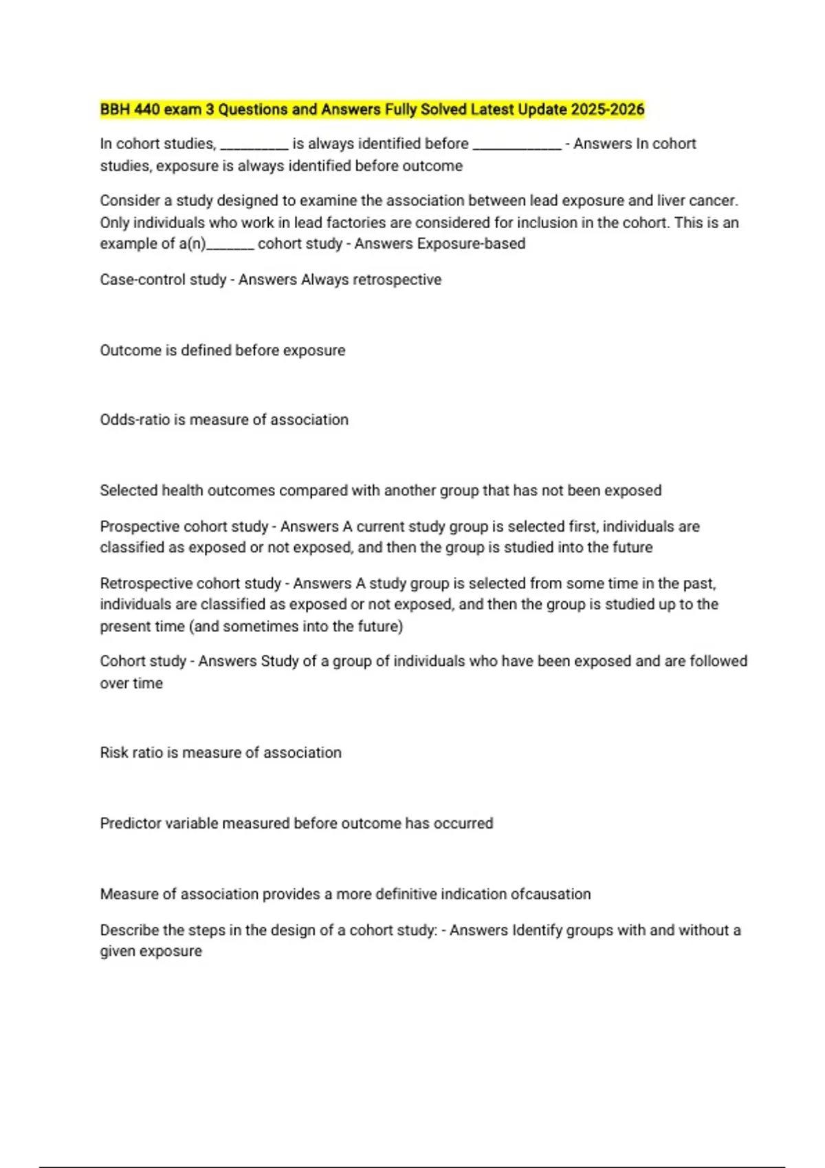 BBH 440 exam 3 Questions and Answers Fully Solved Latest Update - BBH ...