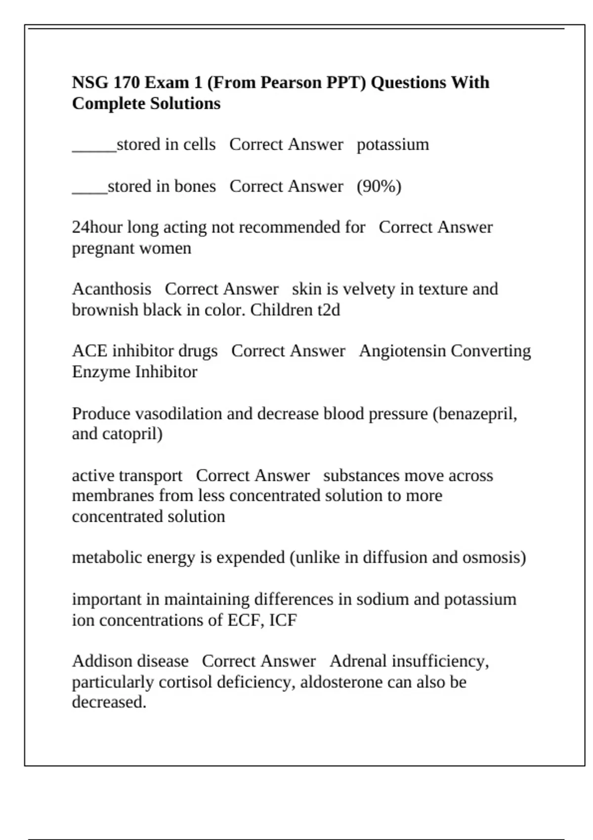 NSG 170 Exam 1 (From Pearson PPT) Questions With Complete Solutions ...