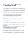 CLTD Module One&period; Logistics and Supply Chain Overview&period; Questions with Correct Answers