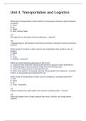 Unit 4&period; Transportation and Logistics&comma; Questions and Answers