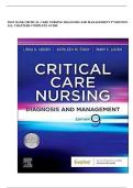 Test Bank For Critical Care Nursing&colon; Diagnosis and Management 9th Edition By Linda D&period; Urden&semi; Kathleen M&period; Stacy&semi; Mary E&period; Lough ISBN&colon;9780323642958 Chapter 1-40 &vert;Complete Guide A&plus;