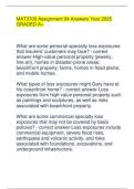 MAT3700 Assignment 04 Answers Year 2025 GRADED A&plus; What are some personal specialty loss exposures that insurers' customers may face&quest; - correct answer-High-value personal property &lpar;jewelry&comma; fine art&rpar;&comma; homes in disaster-prone areas&comma; beachfront proper