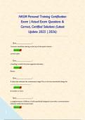 NASM Personal Training Certification Exam &vert; Actual Exam Questions & Correct&comma; Certified Solutions &lpar;Latest Update 2025 &vert; 2026&rpar;     