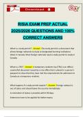 RISIA EXAM PREP ACTUAL 2025&sol;2026 QUESTIONS AND 100&percnt; CORRECT ANSWERS