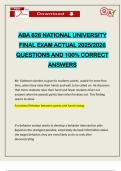 ABA 626 NATIONAL UNIVERSITY FINAL EXAM ACTUAL 2025&sol;2026 QUESTIONS AND 100&percnt; CORRECT ANSWERS