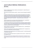 Just Culture Method&period; Medications Errors&period; Questions with Correct Answers