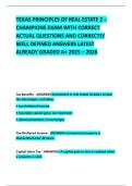 TEXAS PRINCIPLES OF REAL ESTATE 2 &ndash; CHAMPIONS EXAM WITH CORRECT ACTUAL QUESTIONS AND CORRECTLY WELL DEFINED ANSWERS LATEST ALREADY GRADED A&plus; 2025 &ndash; 2026