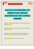 BIOLOGY 93 UCI MIDTERM 1 KEY TERMS ACTUAL 2025&sol;2026 QUESTIONS AND 100&percnt; CORRECT ANSWERS