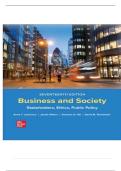 TEST BANK FOR Business and Society&colon; Stakeholders&comma; Ethics&comma; Public Policy 17th edition by Anne T&period; Lawrence&comma; James Weber ISBN&colon; 978-1265079246 COMPLETE GUIDE ALL CHAPTERS COVERED 100&percnt; VERIFIED A&plus; GRADE ASSURED&excl;&excl;&excl;&excl;NEW LATEST UPDATE&excl;&excl;&excl;&excl;&excl;