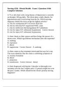 Nursing 4530 - Mental Health - Exam 1 Questions With Complete Solutions