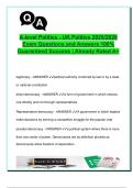 A-level Politics - UK Politics 2025&sol;2026  Exam Questions and Answers 100&percnt;  Guaranteed Success &vert; Already Rated A&plus;