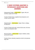 11 BODY SYSTEMS &lpar;ANATOMY &  PHYSIOLOGY&rpar; QUESTIONS AND  ANSWERS