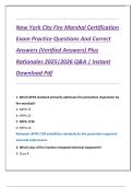 New York City Fire Marshal Certification  Exam Practice Questions And Correct  Answers &lpar;Verified Answers&rpar; Plus  Rationales 2025&vert;2026 Q&A &vert; Instant  Download Pdf 