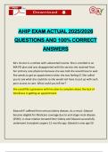 AHIP EXAM ACTUAL 2025&sol;2026 QUESTIONS AND 100&percnt; CORRECT ANSWERS