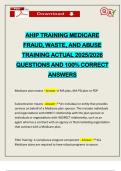 AHIP TRAINING MEDICARE FRAUD&comma; WASTE&comma; AND ABUSE TRAINING ACTUAL 2025&sol;2026 QUESTIONS AND 100&percnt; CORRECT ANSWERS