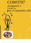 COM3707 Assignment 2 (PART A) Semester 2 2025 - Due 25 September 2025
