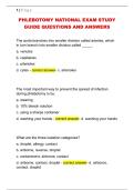 PHLEBOTOMY NATIONAL EXAM STUDY  GUIDE QUESTIONS AND ANSWERS 