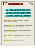 UIL LITERARY CRITICISM EXAM ACTUAL 2025&sol;2026 QUESTIONS AND 100&percnt; CORRECT ANSWERS