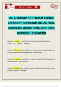 UIL LITERARY CRITICISM TERMS&comma; LITERARY CRITICISM UIL ACTUAL 2025&sol;2026 QUESTIONS AND 100&percnt; CORRECT ANSWERS